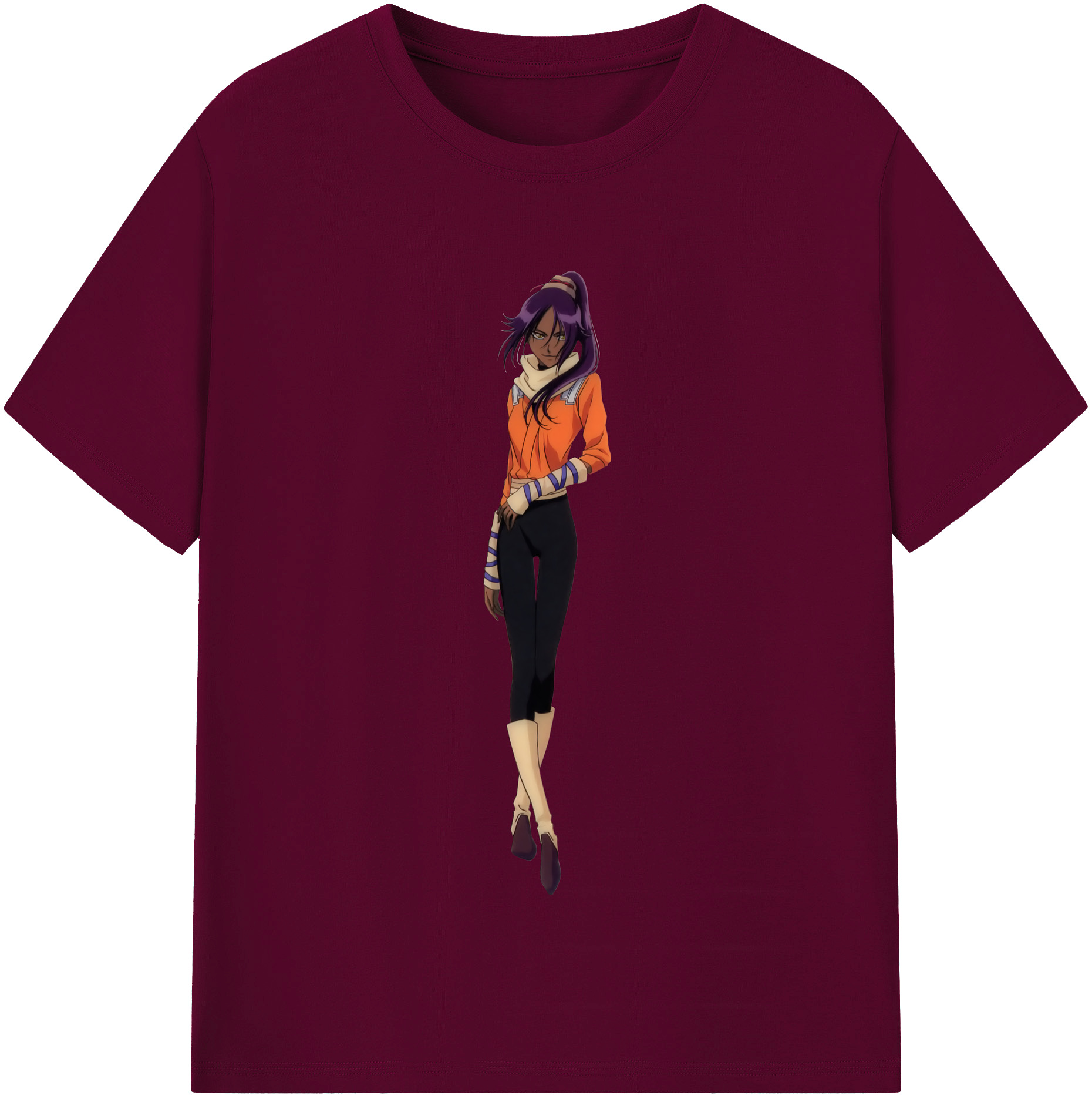 （画像用） ブリーチ 四楓院 夜一（しほういん よるいち） BLEACH Shihouin Yoruichi レディースカジュアルプリントTシャツ（綿100％）